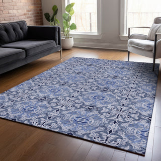 Piper Looms Chantille Medallions ACN783 Blue Machine Washable Area Rug Lifestyle Image Feature
