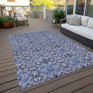 Piper Looms Chantille Medallions ACN783 Blue Machine Washable Area Rug Outdoor Lifestyle Image Feature