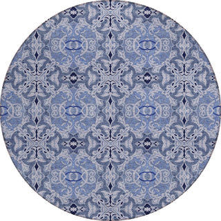 Piper Looms Chantille Medallions ACN783 Blue Machine Washable Area Rug Round Main Image