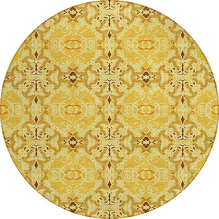Piper Looms Chantille Medallions ACN783 Orange Machine Washable Area Rug Round Main Image