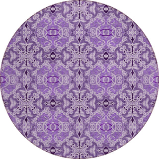 Piper Looms Chantille Medallions ACN783 Purple Machine Washable Area Rug Round Main Image