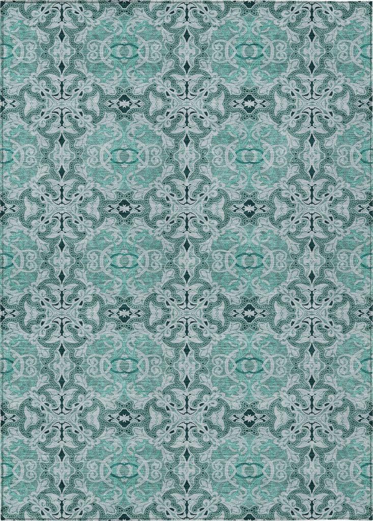 Piper Looms Chantille Medallions ACN783 Teal Machine Washable Area Rug main image