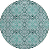 Piper Looms Chantille Medallions ACN783 Teal Machine Washable Area Rug Round Main Image