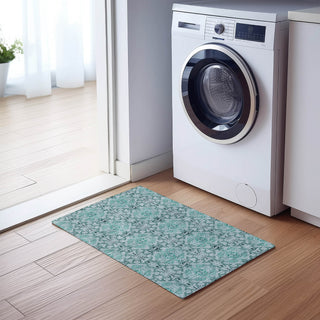 Piper Looms Chantille Medallions ACN783 Teal Machine Washable Area Rug Scatter Lifestyle Image Feature
