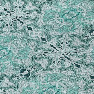 Piper Looms Chantille Medallions ACN783 Teal Machine Washable Area Rug Swatch Image