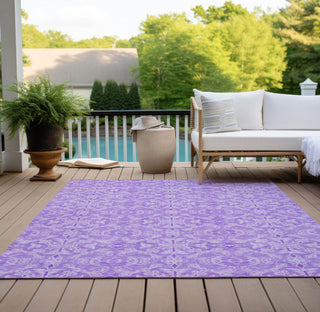 Piper Looms Chantille Medallions ACN784 Lavender Machine Washable Area Rug Outdoor Lifestyle Image Feature