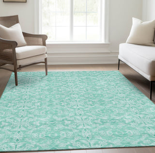 Piper Looms Chantille Medallions ACN784 Turquoise Machine Washable Area Rug Lifestyle Image Feature