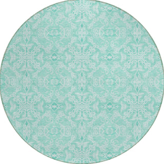 Piper Looms Chantille Medallions ACN784 Turquoise Machine Washable Area Rug Round Main Image