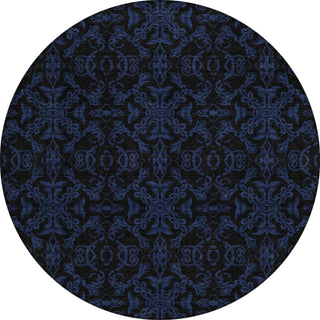 Piper Looms Chantille Medallions ACN785 Blue Machine Washable Area Rug Round Main Image