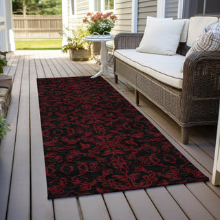 Piper Looms Chantille Medallions ACN785 Red Machine Washable Area Rug Runner Outdoor Lifestyle Image Feature