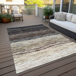 Piper Looms Chantille Lines ACN786 Beige Machine Washable Area Rug Outdoor Lifestyle Image Feature