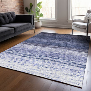 Piper Looms Chantille Lines ACN786 Blue Machine Washable Area Rug Lifestyle Image Feature