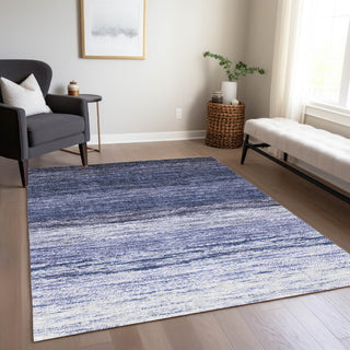 Piper Looms Chantille Lines ACN786 Blue Machine Washable Area Rug Lifestyle Image Feature