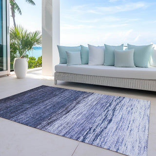 Piper Looms Chantille Lines ACN786 Blue Machine Washable Area Rug Outdoor Lifestyle Image Feature