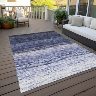 Piper Looms Chantille Lines ACN786 Blue Machine Washable Area Rug Outdoor Lifestyle Image Feature