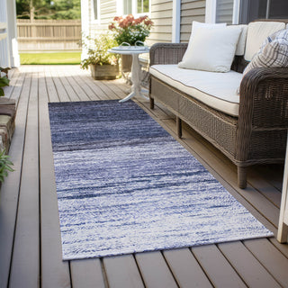 Piper Looms Chantille Lines ACN786 Blue Machine Washable Area Rug Runner Outdoor Lifestyle Image Feature