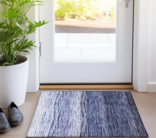 Piper Looms Chantille Lines ACN786 Blue Machine Washable Area Rug Scatter Lifestyle Image Feature