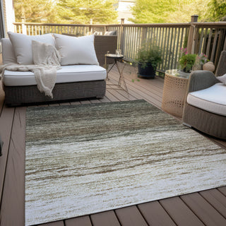Piper Looms Chantille Lines ACN786 Brown Machine Washable Area Rug Outdoor Lifestyle Image Feature