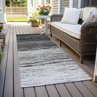 Piper Looms Chantille Lines ACN786 Gray Machine Washable Area Rug Runner Outdoor Lifestyle Image Feature