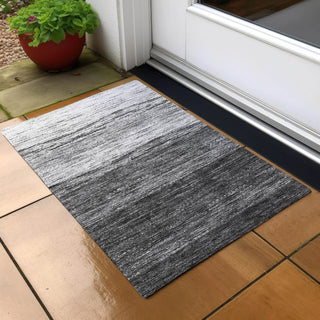 Piper Looms Chantille Lines ACN786 Gray Machine Washable Area Rug Scatter Outdoor Lifestyle Image Feature