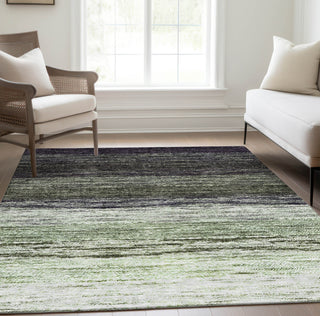 Piper Looms Chantille Lines ACN786 Green Machine Washable Area Rug Lifestyle Image Feature