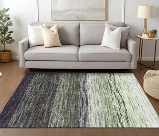 Piper Looms Chantille Lines ACN786 Green Machine Washable Area Rug Lifestyle Image Feature