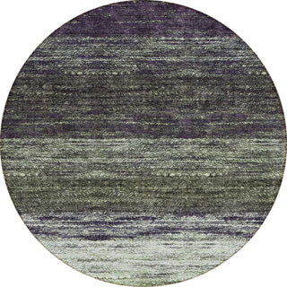 Piper Looms Chantille Lines ACN786 Green Machine Washable Area Rug Round Main Image