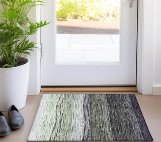Piper Looms Chantille Lines ACN786 Green Machine Washable Area Rug Scatter Lifestyle Image Feature
