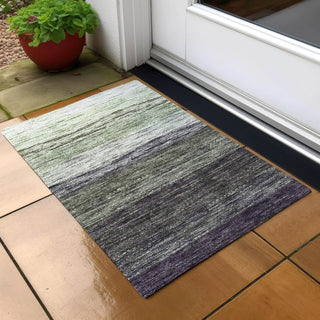 Piper Looms Chantille Lines ACN786 Green Machine Washable Area Rug Scatter Outdoor Lifestyle Image Feature