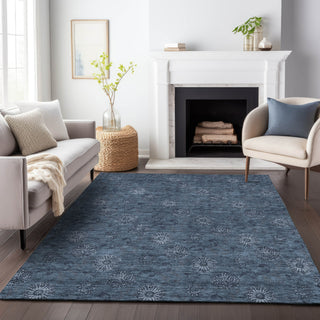 Piper Looms Chantille Floral ACN788 Blue Machine Washable Area Rug Lifestyle Image Feature