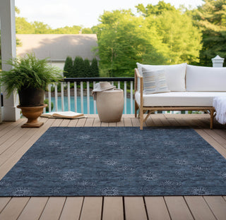 Piper Looms Chantille Floral ACN788 Blue Machine Washable Area Rug Outdoor Lifestyle Image Feature