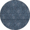 Piper Looms Chantille Floral ACN788 Blue Machine Washable Area Rug Round Main Image
