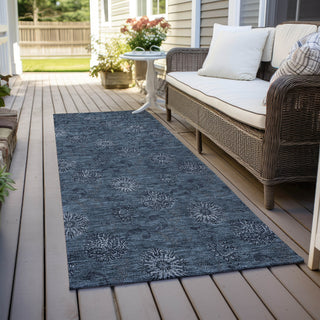 Piper Looms Chantille Floral ACN788 Blue Machine Washable Area Rug Runner Outdoor Lifestyle Image Feature