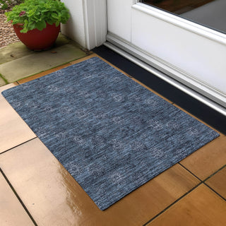 Piper Looms Chantille Floral ACN788 Blue Machine Washable Area Rug Scatter Outdoor Lifestyle Image Feature