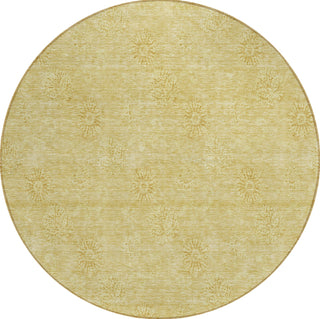 Piper Looms Chantille Floral ACN789 Gold Machine Washable Area Rug Round Main Image