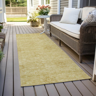 Piper Looms Chantille Floral ACN789 Gold Machine Washable Area Rug Runner Outdoor Lifestyle Image Feature