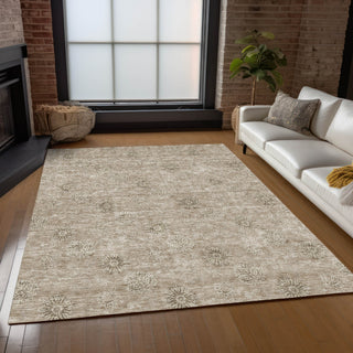 Piper Looms Chantille Floral ACN789 Khaki Machine Washable Area Rug Lifestyle Image Feature