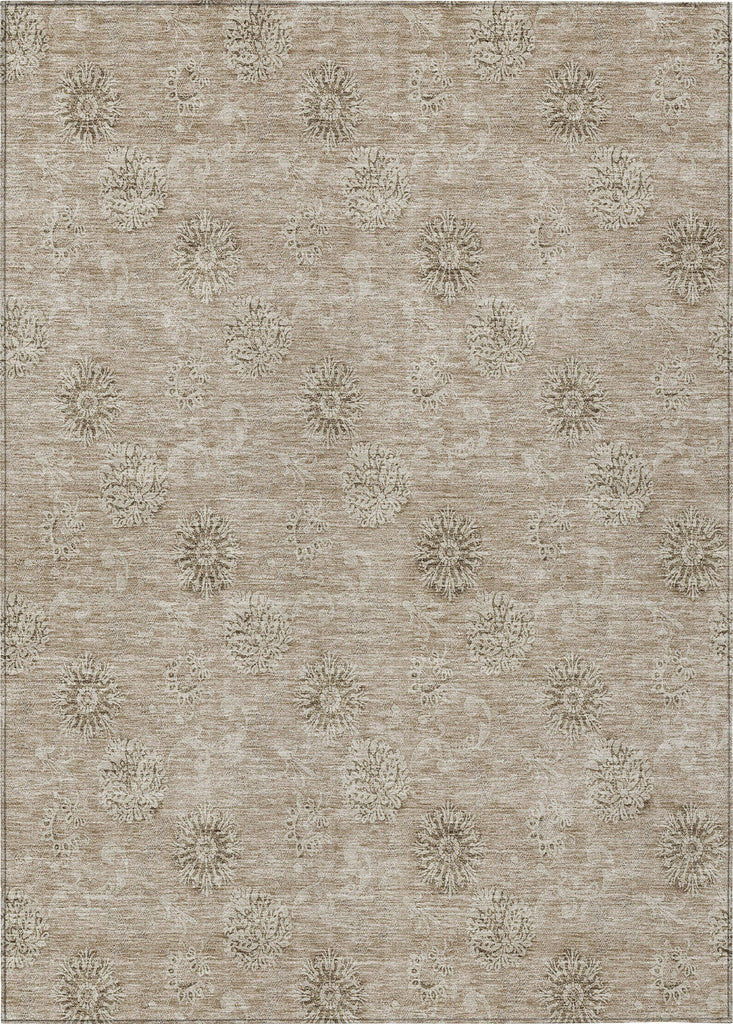 Piper Looms Chantille Floral ACN789 Khaki Machine Washable Area Rug main image