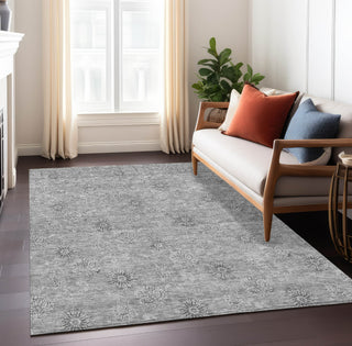 Piper Looms Chantille Floral ACN789 Pewter Machine Washable Area Rug Lifestyle Image Feature