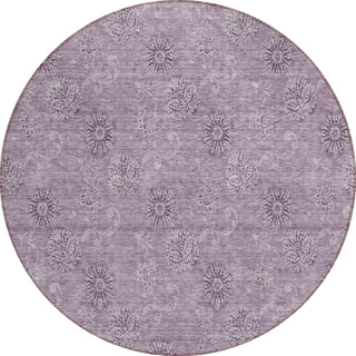 Piper Looms Chantille Floral ACN789 Plum Machine Washable Area Rug Round Main Image