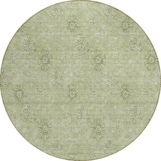 Piper Looms Chantille Floral ACN789 Sage Machine Washable Area Rug Round Main Image