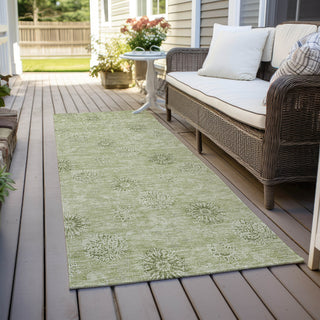 Piper Looms Chantille Floral ACN789 Sage Machine Washable Area Rug Runner Outdoor Lifestyle Image Feature