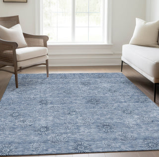 Piper Looms Chantille Floral ACN789 Sky Machine Washable Area Rug Lifestyle Image Feature
