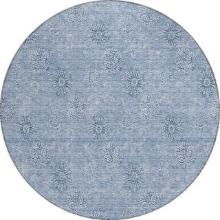 Piper Looms Chantille Floral ACN789 Sky Machine Washable Area Rug Round Main Image