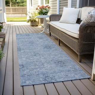Piper Looms Chantille Floral ACN789 Sky Machine Washable Area Rug Runner Outdoor Lifestyle Image Feature