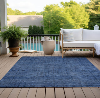 Piper Looms Chantille Southwest ACN790 Navy Machine Washable Area Rug Outdoor Lifestyle Image Feature