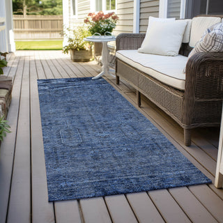 Piper Looms Chantille Southwest ACN790 Navy Machine Washable Area Rug Runner Outdoor Lifestyle Image Feature