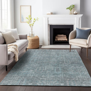 Piper Looms Chantille Southwest ACN790 Teal Machine Washable Area Rug Lifestyle Image Feature
