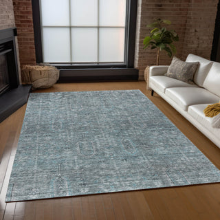 Piper Looms Chantille Southwest ACN790 Teal Machine Washable Area Rug Lifestyle Image Feature