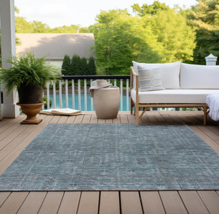 Piper Looms Chantille Southwest ACN790 Teal Machine Washable Area Rug Outdoor Lifestyle Image Feature
